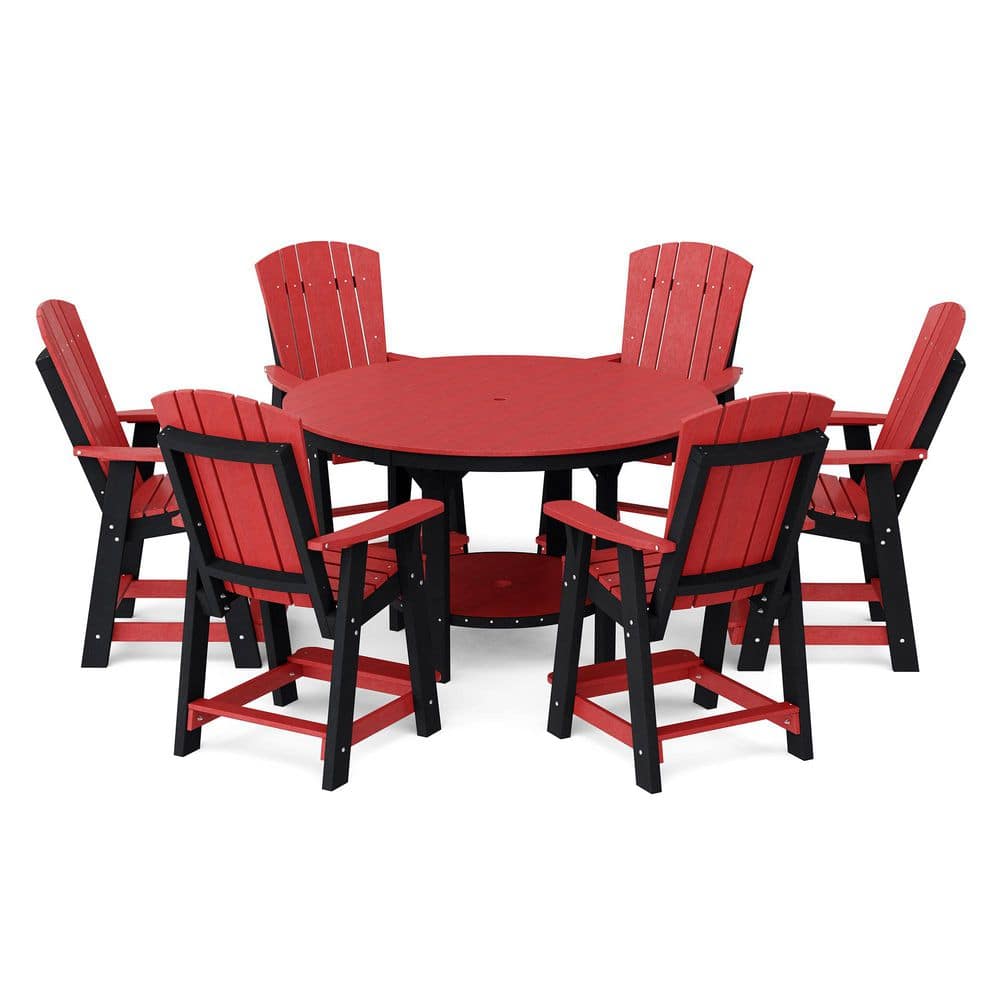 "Heritage 7-Piece Cardinal Red and Black HDPE Plastic Outdoor Patio 60"" Counter Set" price history on PriceWatchPro