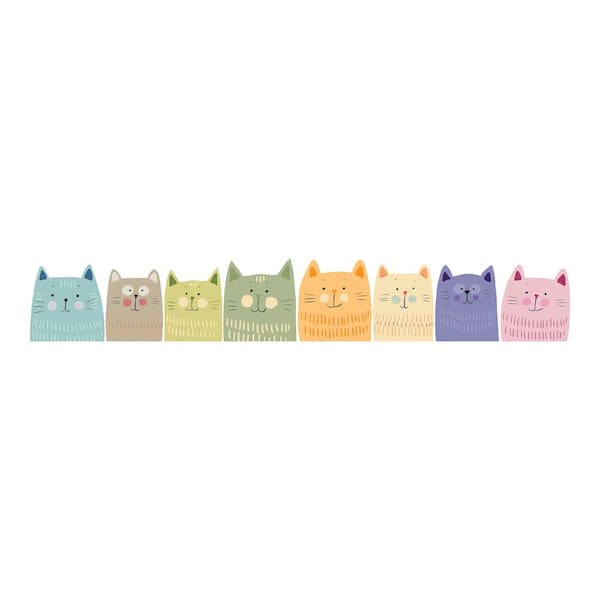 Home Decor Line Multicolor Cats Wall Decals (Set of 8)