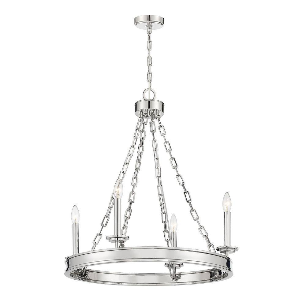 Seville Polished Nickel 25" Crystal 4-Light Chandelier