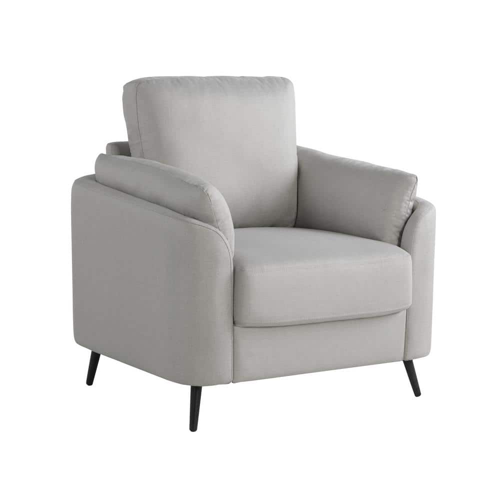 Gray Barrel Accent Chair with Wood Frame and Polyester Upholstery