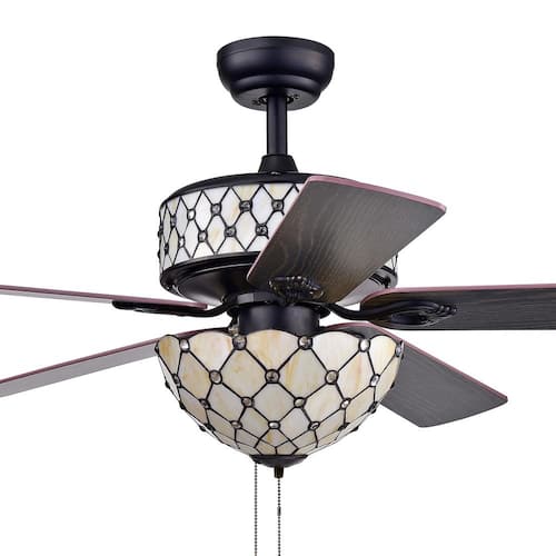 Tohva 52 in. Indoor Matte Black Ceiling Fan with Light Kit Lighting