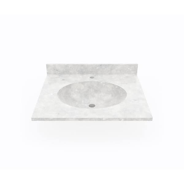 Swan Ellipse 31 in. W x 19 in. D Solid Surface Vanity Top with Sink in Ice