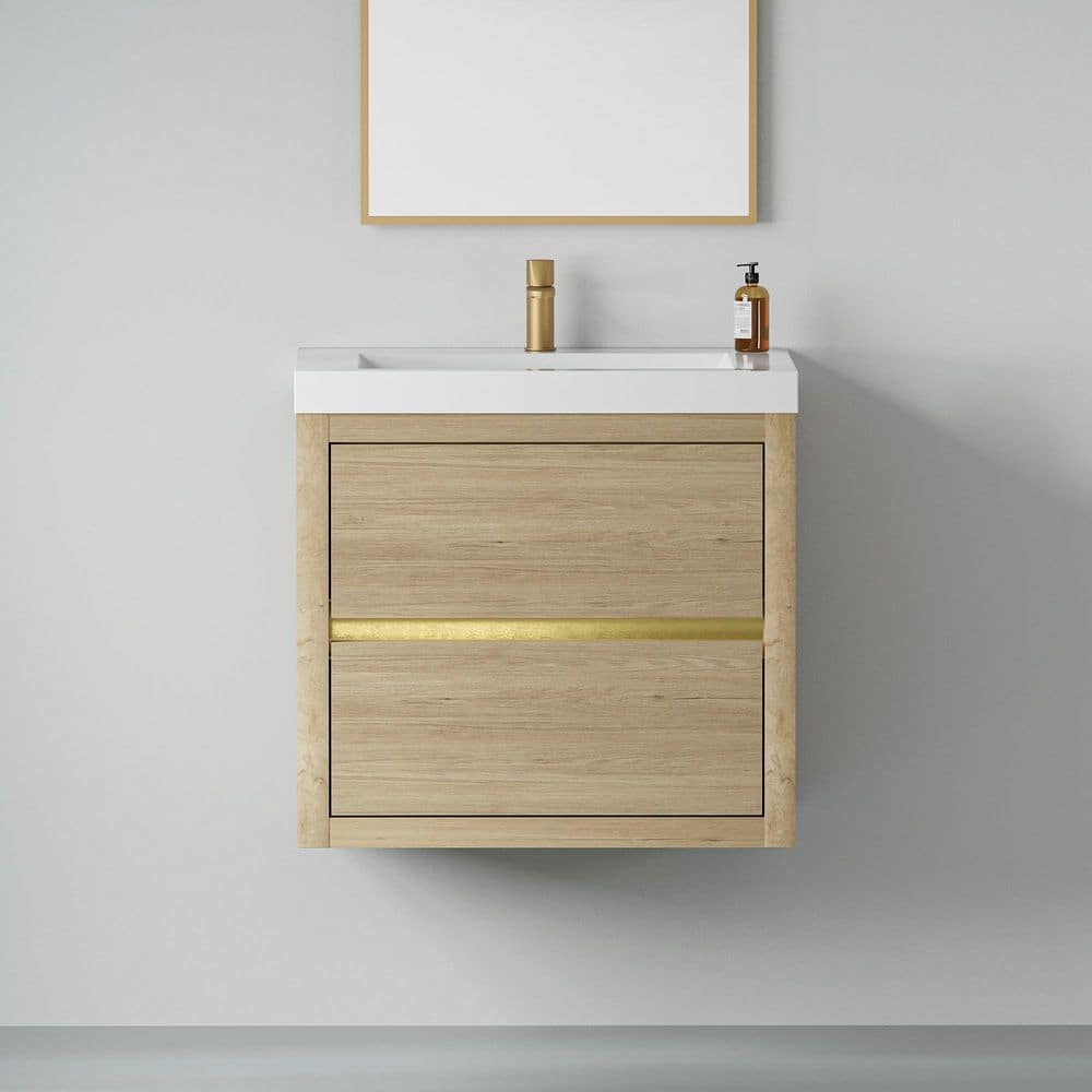 24 in. Wall-Mounted Bath Vanity Floating Bathroom Storage Cabinet in Natura