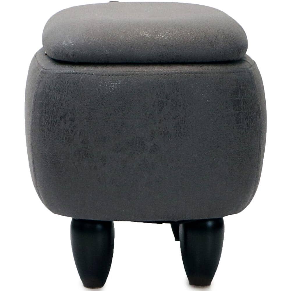 Gray Hippo Animal-Shaped Cotton Storage Ottoman