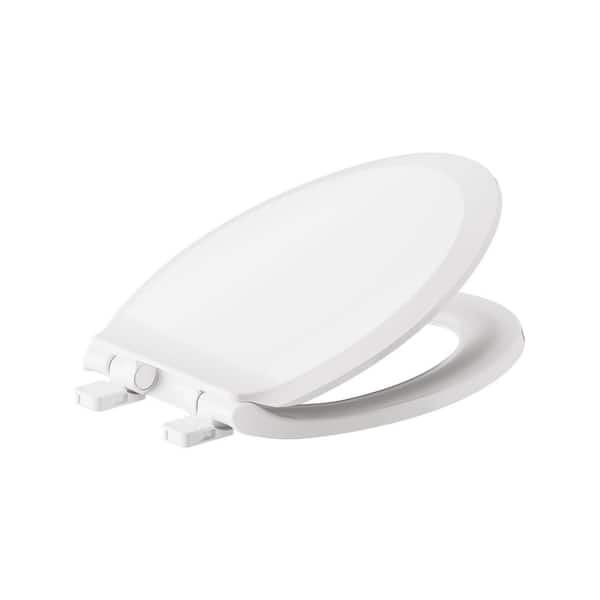 Cadet Elongated Antimicrobial Soft Close Toilet Seat in White