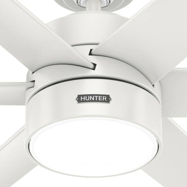 Hunter - Solaria 60 in. Integrated LED Outdoor Fresh White Ceiling Fan with Light Kit and Wall Control