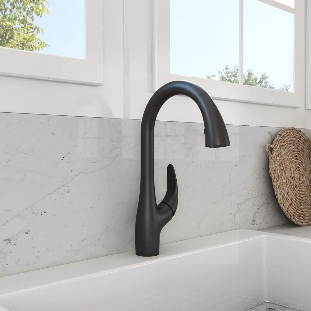Pagano Matte Black Brass Pull-Down Kitchen Faucet with Spray