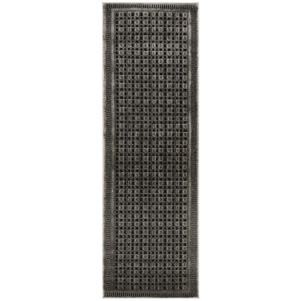 Nourison Nordic Black Taupe 2 ft. x 6 ft. Geometric Contemporary Runner Area Rug