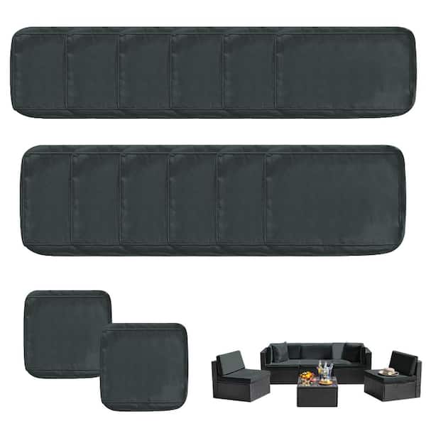 YLLN 14-Piece Patio Cushion Covers Replacement with Zipper, Waterproof Sectional Sofa Set for Outdoor Cushions Dark Grey