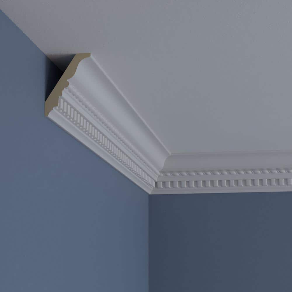 Primed White Geometric Crown Moulding Sample, 12 in