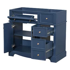 35.40 in. W x 17.80 in. D x 32.90 in. H Bath Vanity Cabinet without Top in Blue with 3 Drawers Unassembled