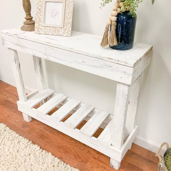 Standard Rectangle Wood Console Table, Distressed Sofa Table