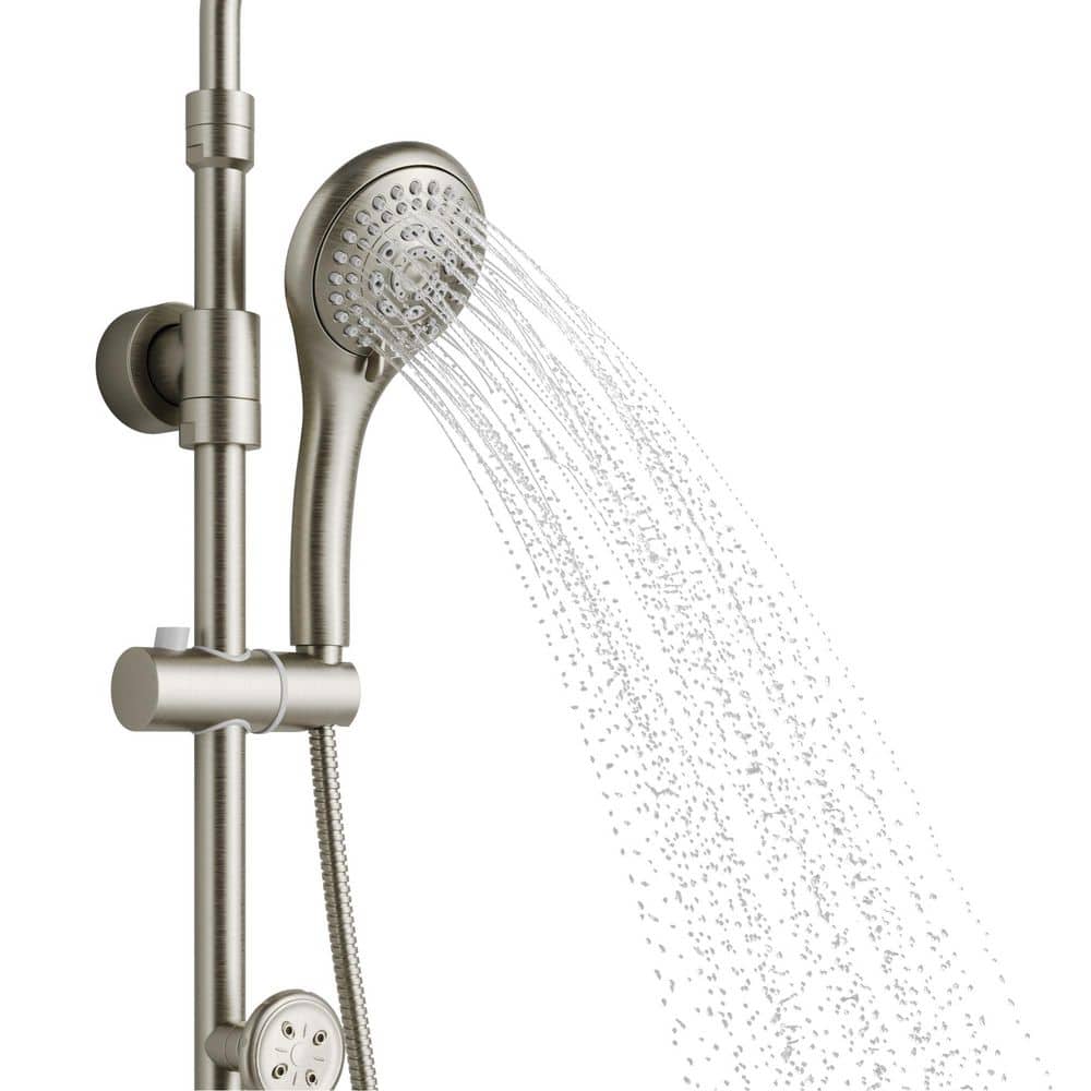Brushed Nickel Multi-Function Shower System with Adjustable Height