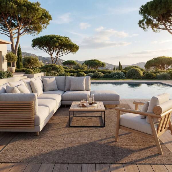 Cirelia Trellis Brown 8 ft. x 10 ft. Outdoor Area Rug