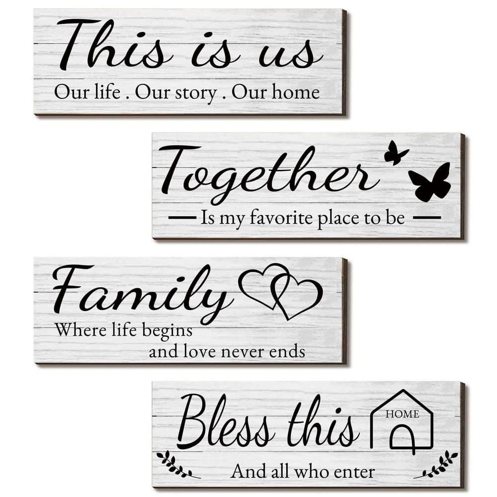 4.7 in. x 13.8 in. White This IS US Farmhouse Wooden Wall Art