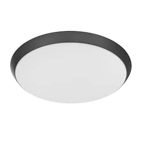 15 in. Matte Black Integrated LED Dimmable Selectable CCT Flush Mount Indoor Ceiling Light