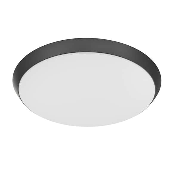 Commercial Electric 15 in. Matte Black Integrated LED Dimmable Selectable CCT Flush Mount Indoor Ceiling Light