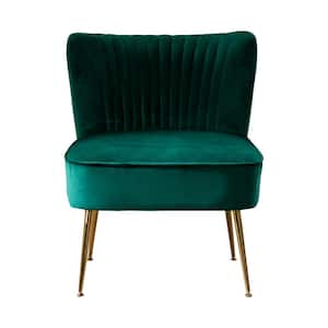 Trinity 25 in. Green Velvet Channel Tufted Accent Chair