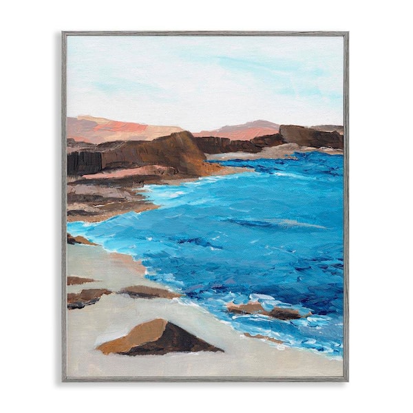 Stupell Industries Red Mountain Beach by Nikita Jariwala Gray Framed Nature Giclee Art Print 20 in. x 16 in.