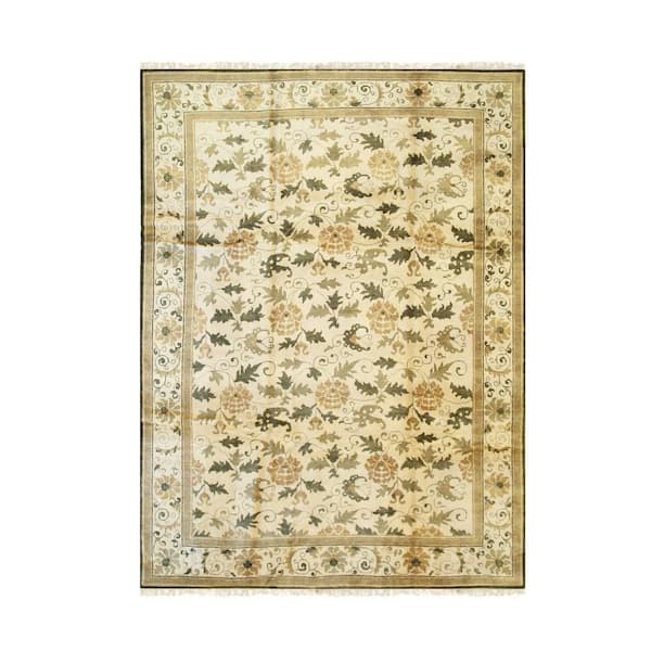 Beige Handmade Wool Transitional Ningxia, 13 ft. x 15 ft. Rug