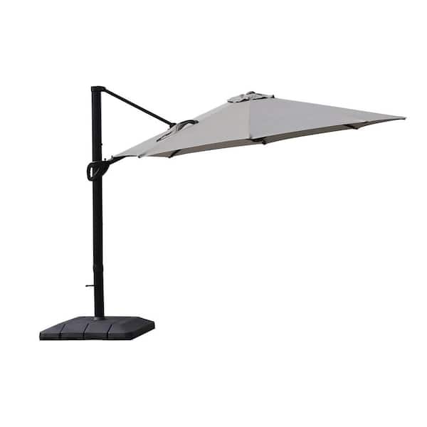 Sudzendf 11 ft. Aluminium Deluxe Patio Umbrella with Weight Base in Gray