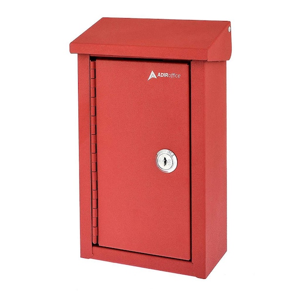 AdirOffice Heavy-Duty Steel Red Outdoor Large Key Drop Box