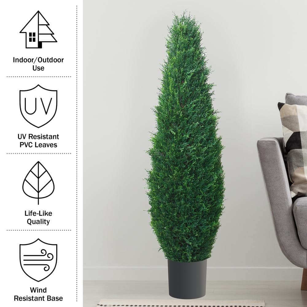 41-Inch Faux Potted Cypress Tree with Black Plastic Pot