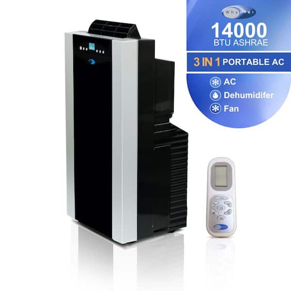 9,500 BTU Portable Air Conditioner Cools 500 Sq. Ft. with Dehumidifier, Remote, and Filter in Black