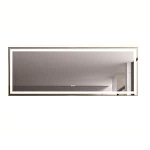 96 in. W x 36 in. H Oversized Rectangular Framed LED Light Anti-Fog Wall Bathroom Vanity Mirror in Gold