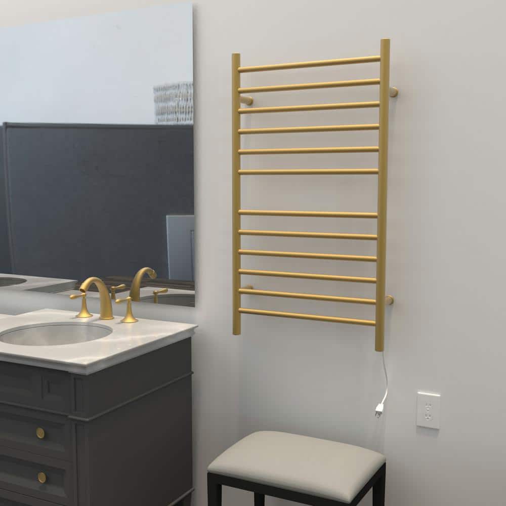 Radiant Satin Brass Wall Mounted Stainless Steel Towel Warmer