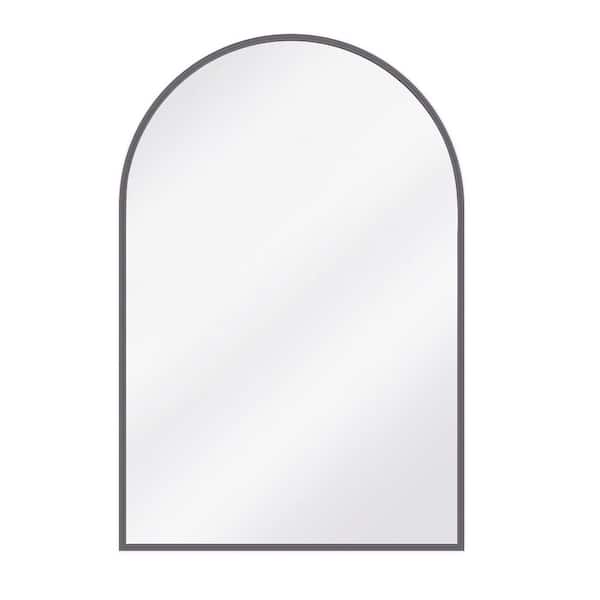 Black 24 in. W x 36 in. H Arched Aluminum Alloy Framed Anti-Fog Wall Mirror Bathroom Mirror