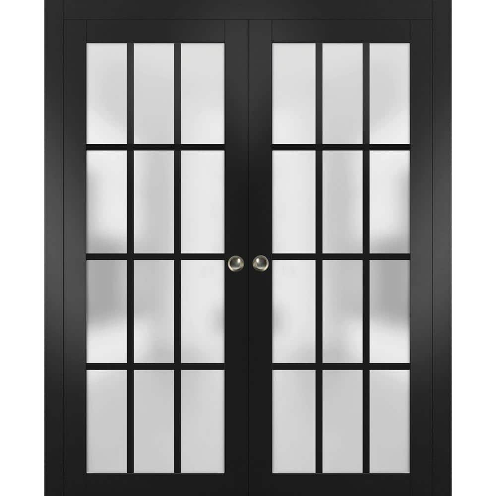 72 in. x 80 in. 2 Panel Black Matte Finished Solid Wood Sliding Door with Hardware price history on PriceWatchPro