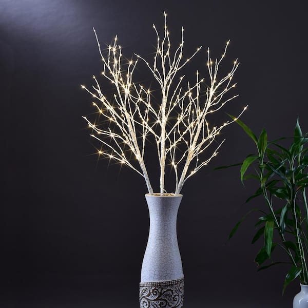 Lightshare Lighted Willow Branch 41 in. with 100 Mini LED for Decoration Indoor Outdoor Sticks Lights, White with Timer and Dimmer