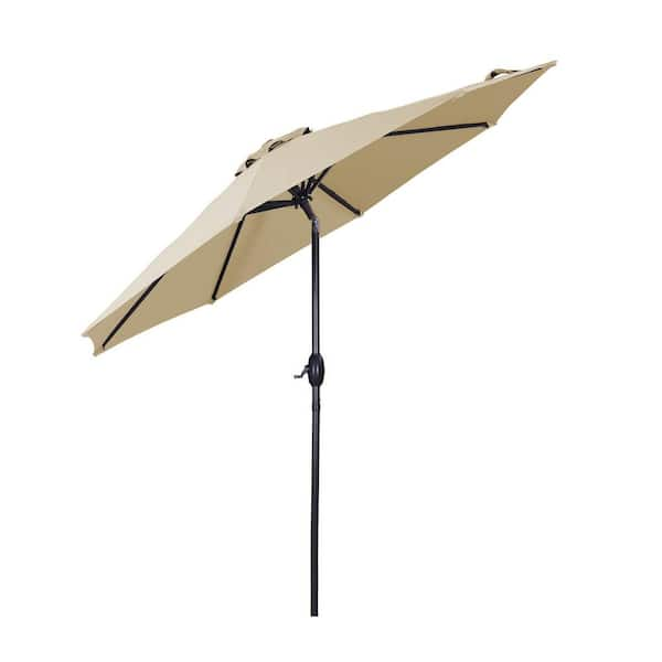 9 ft. Steel Market Outdoor Tilt Patio Umbrella in Beige