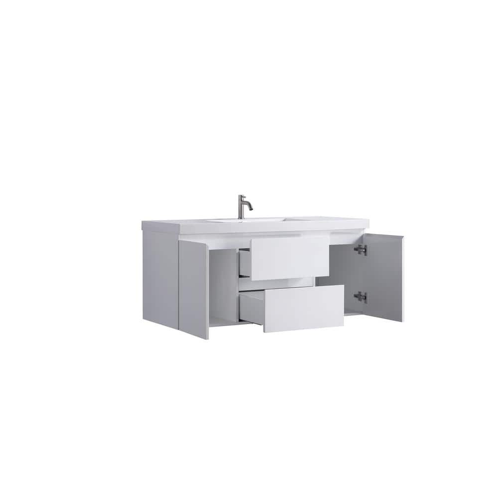 White 60" Wall Mount Single Sink Vanity with Countertop