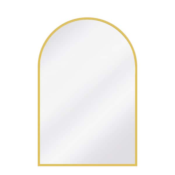 GOLD 24 in. W x 36 in. H Arched Aluminum Alloy Framed Anti-Fog Wall Mirror Bathroom Mirror