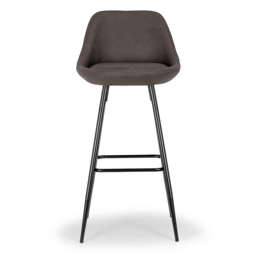 Modern Matte Brown Faux Leather 30'' Counter Stool with Metal Frame (Set of 2)