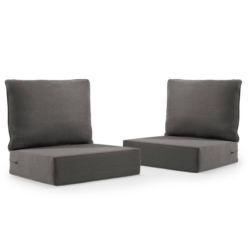 22 in. x 24 in. x 6 in. 4-Piece Olefin Deep Thick Seating Outdoor Lounge Chair Sofa Replacement Cushion Set in Gray price history on PriceWatchPro