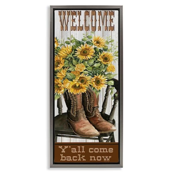 Southern Welcome Phrase by Cindy Jacobs Gray Floater Frame Nature Graphic Art Print 31 in. x 15 in.
