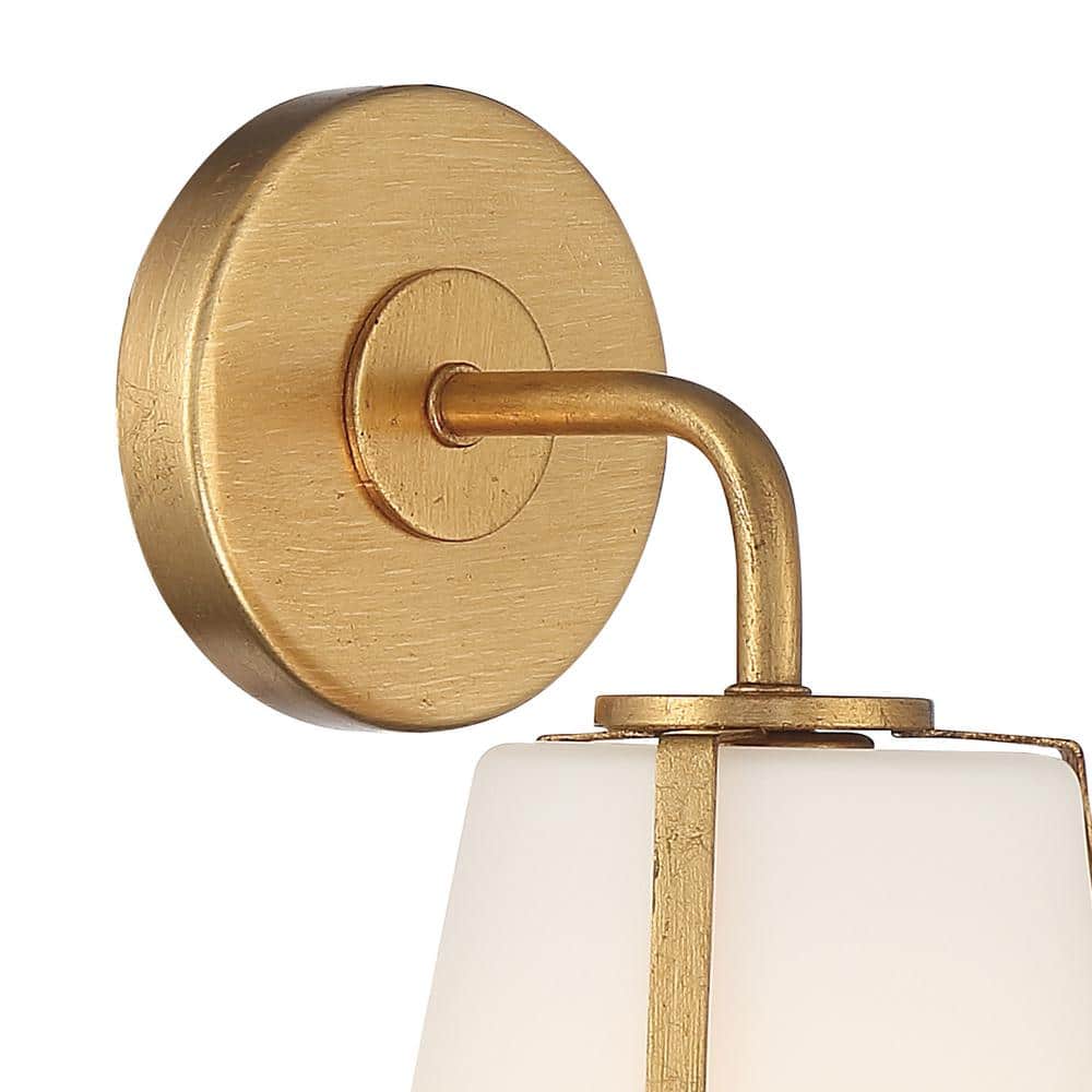 Antique Gold Fulton 1-Light Sconce with Etched Opal Shade