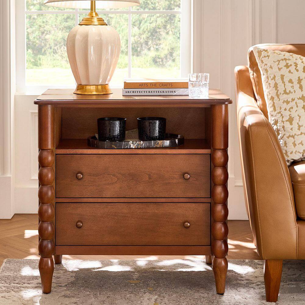 Feodo Brown 3-Drawer 28 in. W Nightstand with Built-in Charge Station