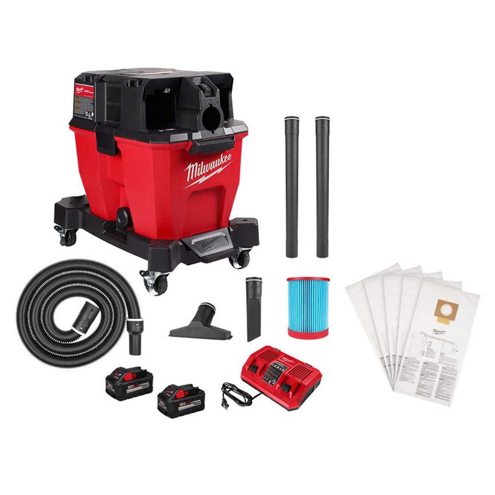M18 FUEL 9 Gal. Cordless DUAL-BATTERY Wet/Dry Shop Vacuum Kit with (2) 8.0 ah Batteries w/Fleece Dust Bags (5-Pack) price history on PriceWatchPro