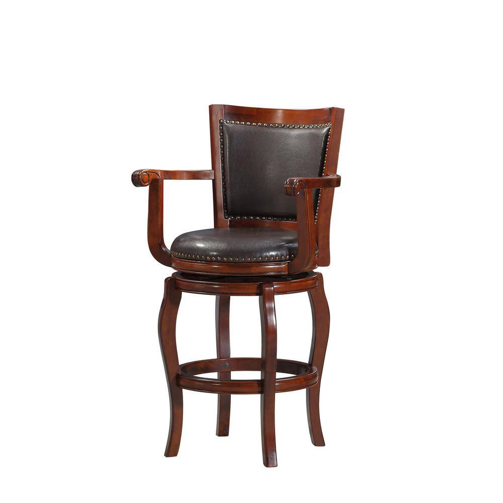 Boraam Jones 29 in.Cherry and Brown Swivel Barstool 52429 - The Home Depot