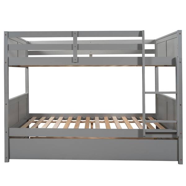 Unbranded Gray Full Over Full Bunk Bed with Twin Size Trundle