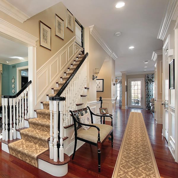 8 ft. x 11 ft. Ivory Kurdamir Damask Area Rug