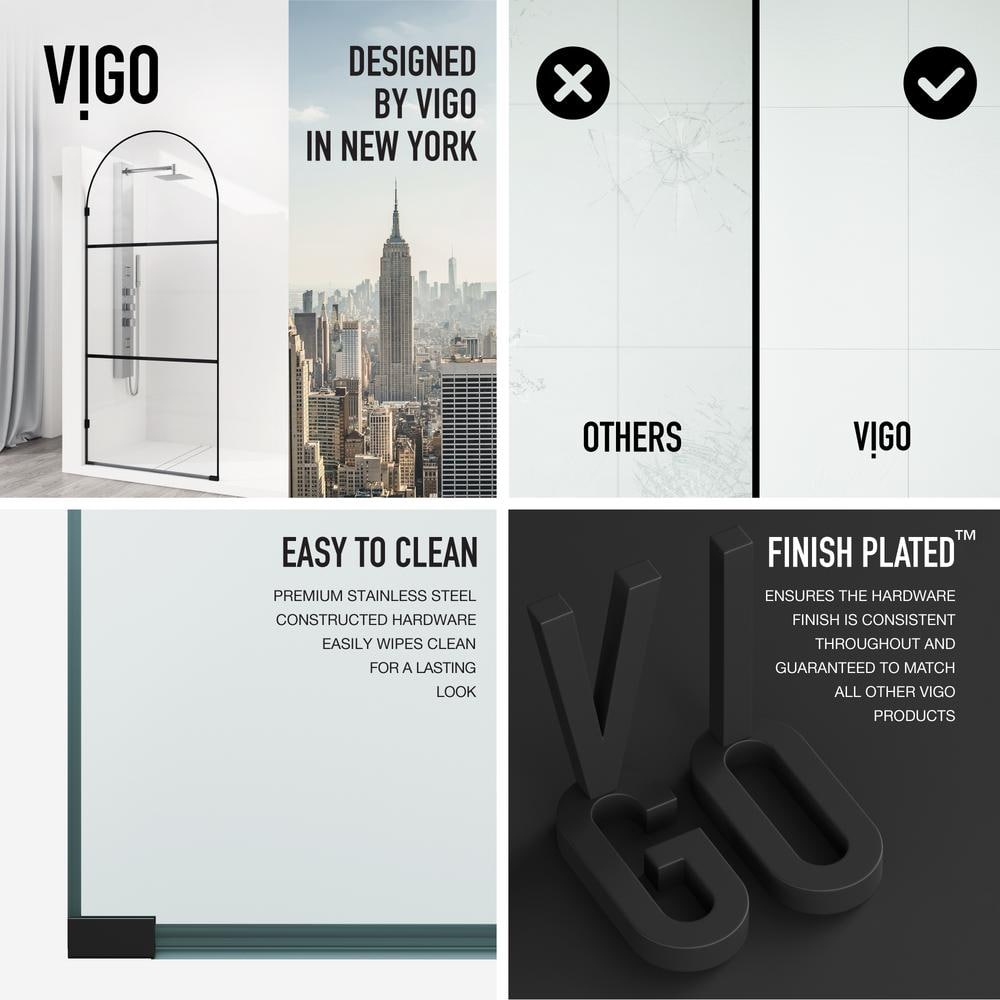 Arden Matte Black 34" x 78" Framed Shower Screen with Clear Glass
