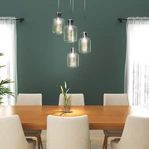 Essence Globe 25-Watt 4 Light Chrome Modern Integrated LED Pendant Light Fixture for Dining Room or Kitchen