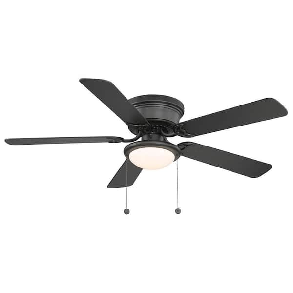 PRIVATE BRAND UNBRANDED Hugger 52 in. LED Indoor Black Ceiling Fan with Light Kit