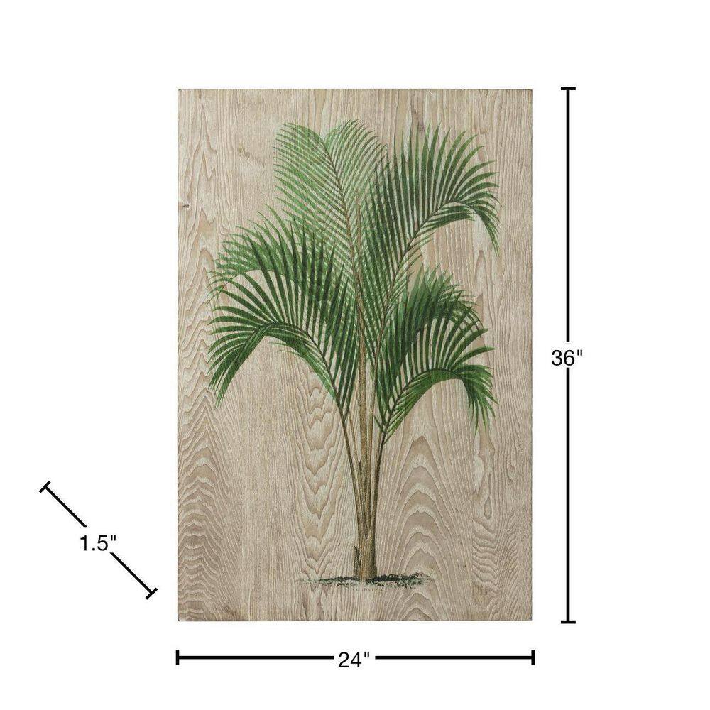 Green Palm Tree Coastal Ash Wood Wall Art, 36" x 24"