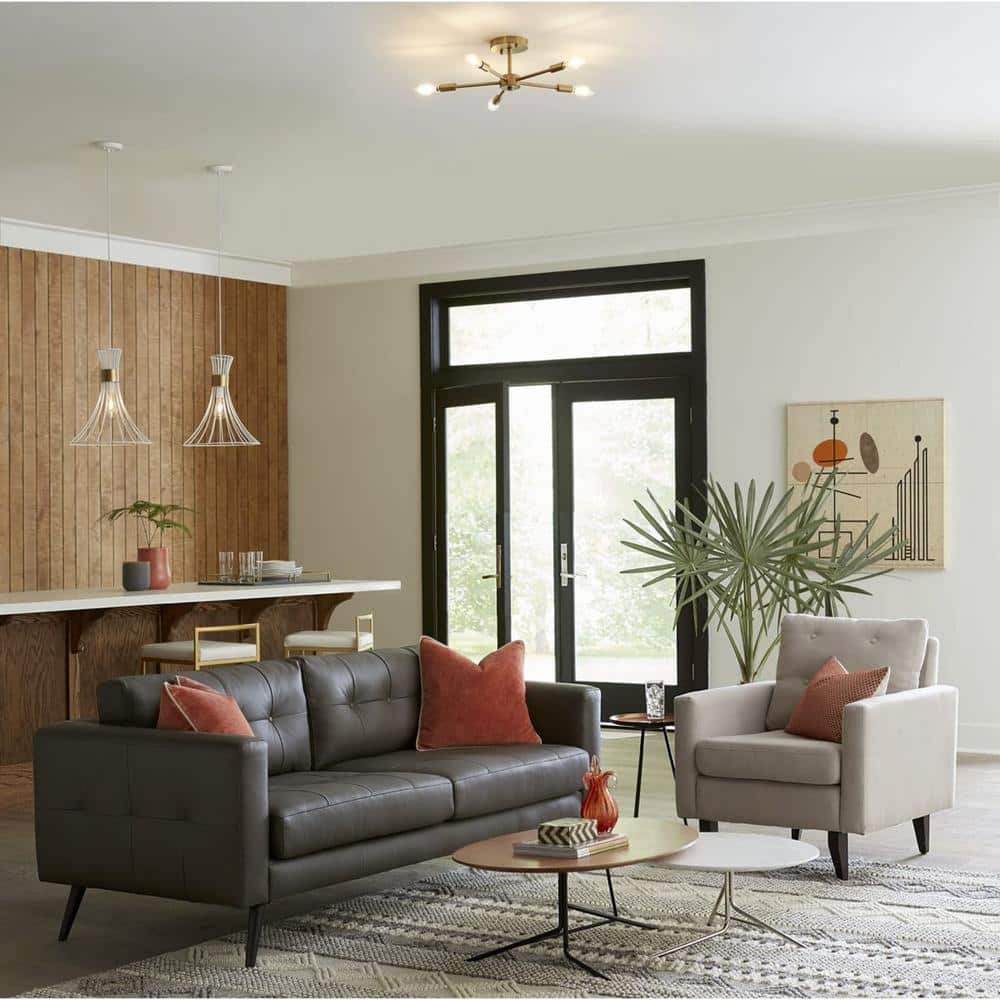 Brushed Bronze 5-Light Semi-Flush Mount Ceiling Fixture